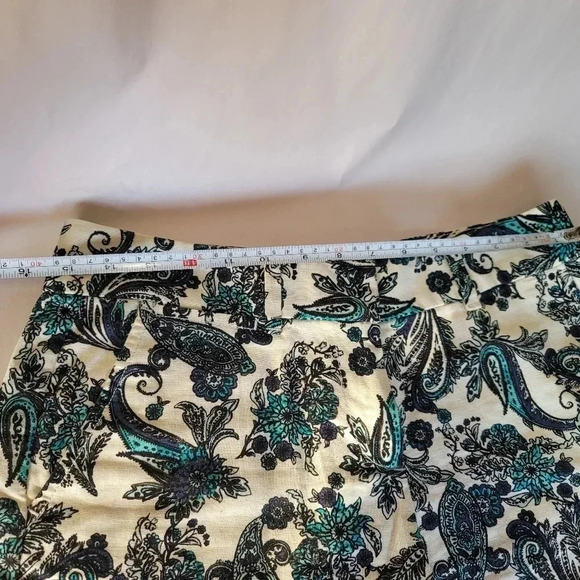 Ann Taylor Loft Shorts Women's Linen Cotton Flat Front Green White Paisley Sz 2 - Picture 4 of 11